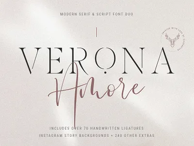 Verona Amore Font Duo & Extras branding branding font creative creative market elegant font font duo font pair logo logo font modern products script script font serif font