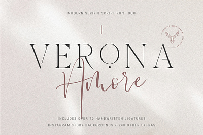 Verona Amore Font Duo & Extras branding branding font creative creative market elegant font font duo font pair logo logo font modern products script script font serif font