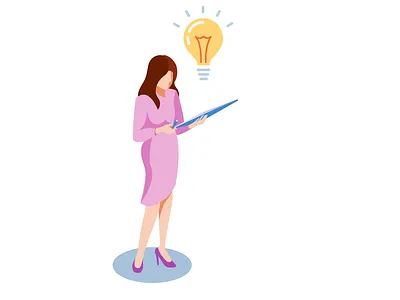 Working 2d design idea illustration isometric vector woman work working