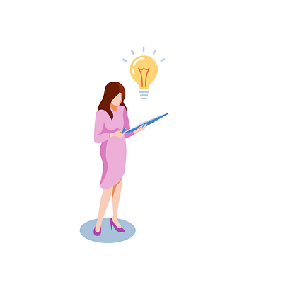 Working 2d design idea illustration isometric vector woman work working