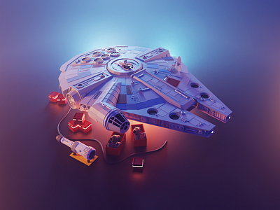 Millenium Falcon 3d blender diorama fanart illustration low poly lowpoly lowpolyart millenium falcon render star wars