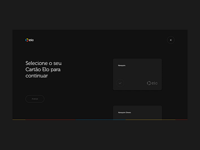 Elo Benefícios cards credit card interaction interface select selector ui visual