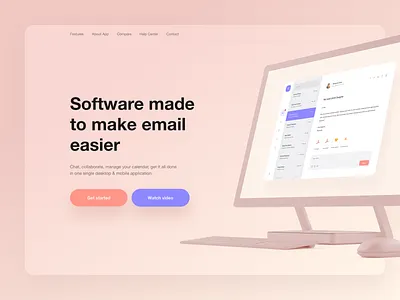 Email Application - Landing Page app application blue clean design digital email gradient landing minimal mobile mockup orange purple rounded shadow studio ui ux white