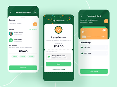 WPay - Transfer, Top Up Receipt and Credit Card app bank card credit card design e-wallet finance invesment minimal mobile modern money payment receipt settings transaction transfer ui ux wallet