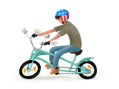 easy rider bicycle bike bikes cyclist illustration textured