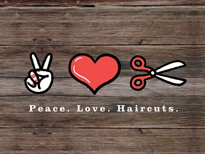 Peace Love Haircuts hand drawn icon iconography illustration illustrator logo