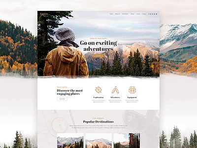 Explorer - Discover the most engaging places adventures branding destinations equipment explore globe journey journey map modern mountains place qode retro ui ux vintage website wordpress