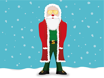 Funky Santa character christmas cool fun funky hike one illustration santa snow vector