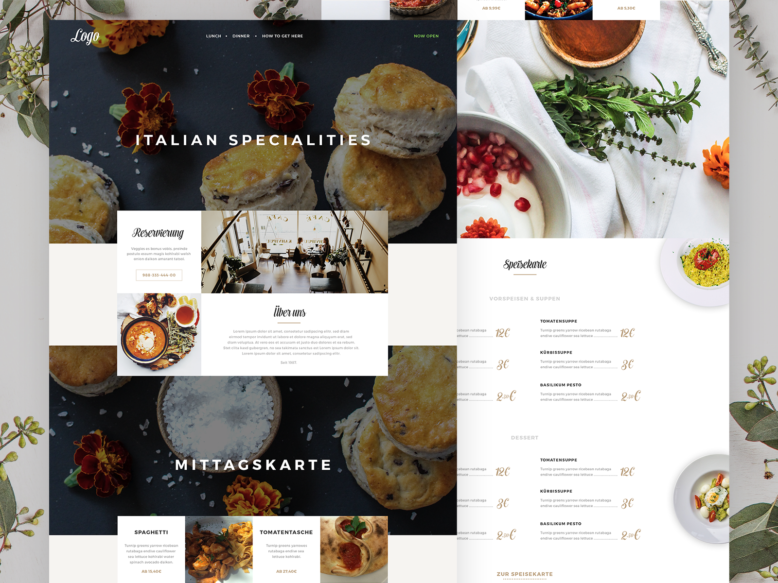 Example of Italian Restaurant Theme - Daily UI Challenge 017
