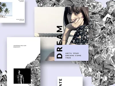 Instagram Post & Story templates - Silver Foil blue branding design branding designer fashion feminine festive foil instagram posts instagram story instagram templates lifestyle light minimal modern shiny social media design social media pack social media templates style stylish