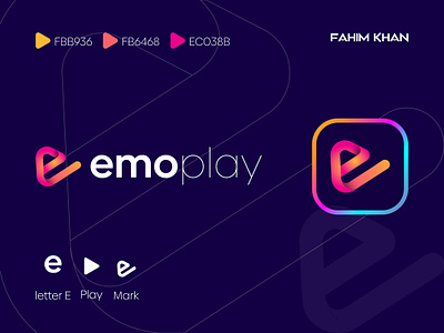 emoplay - Modern Logo Design brand brand identity branding design e logo e play logo gradient logo graphic design icon logo logo mar logodesign logotype mark media logo modern logo music logo play button play icon logo video logo