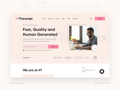 Transcription Services Landing Page | YTransrcipt agency business craeative creative landing page landing page design landingpage transcribe trend ui design ux ux design