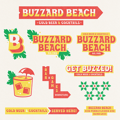 Buzzard Beach badge bar beach brand branding dive bar icon icons illustration kansas city kc logo mark tropical