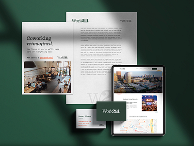 Work214 Case Study blog brand branding coworking design identity ipad letterhead logo minimal mobile print stationary typography web website