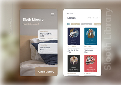 Sloth Library- UIDesign android android app android app design app branding design figma figmadesign flat minimal ui ui design