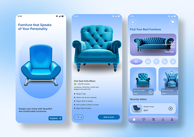 Furniture Selling App app beautiful app design furniture app minimal design selling furniture app simple ui user experience user interface ux