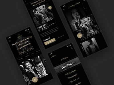 Tattoo Studio App Design app design black white concept dark ui image mobile app mobile design mobile ui tattoo app design tattoo app kit tattoo app ui kit tattoo artist tattoo website ui ui design user interface user interface design