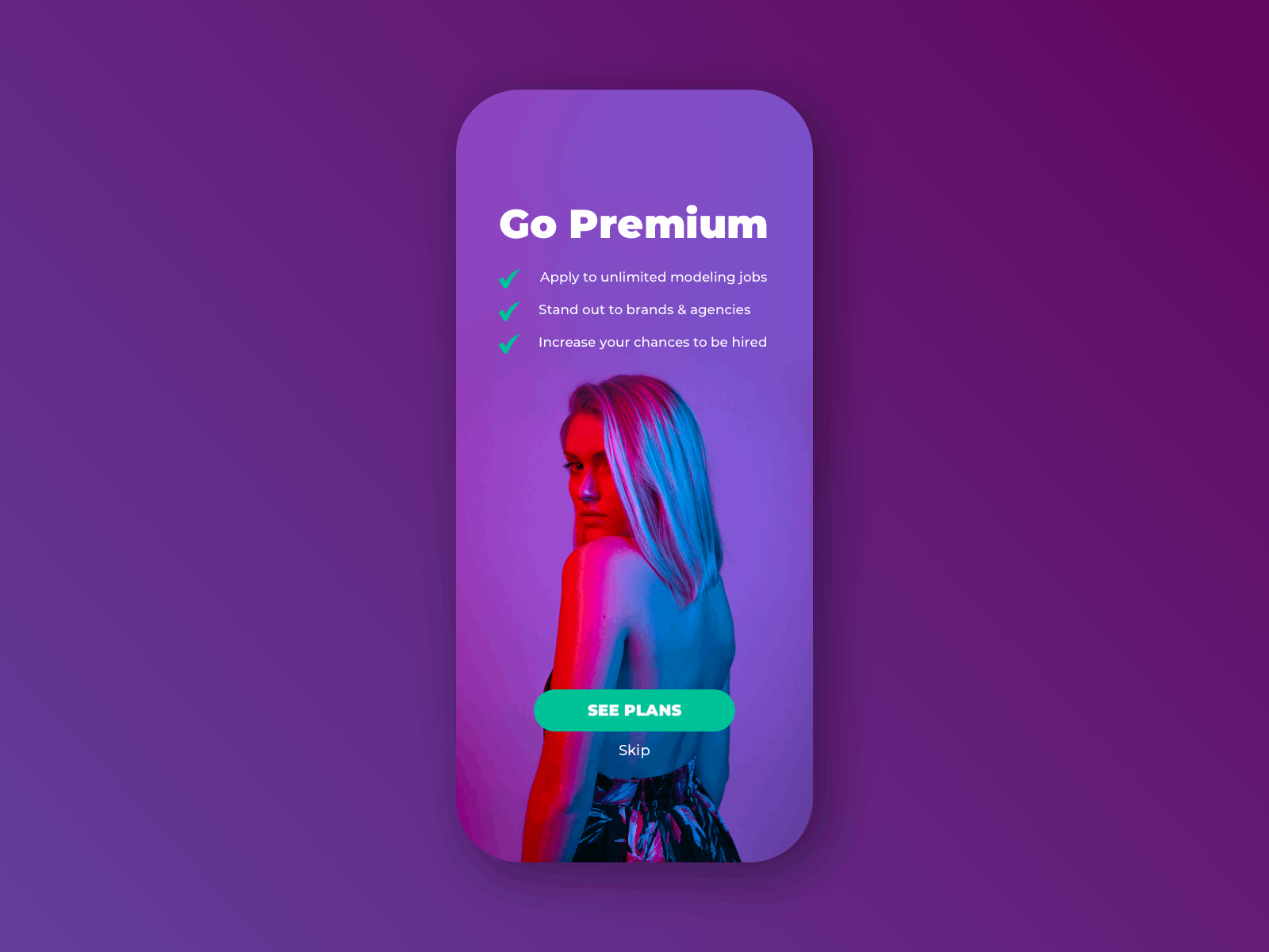 Go Premium Plans app design prototype ui ux