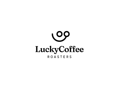 LuckyCoffee branding cafe coffee cup happy identity logo mark smile symbol