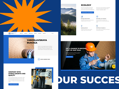 Yarpaper blue factory grid manufacture manufacturing production typogaphy ui ux web web design