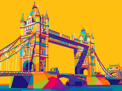 LONDON BRIDGE abstract abstract art abstract design beautiful colorful colors geometric illustration landmark landmarks london london bridge popart wpap