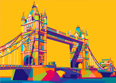 LONDON BRIDGE abstract abstract art abstract design beautiful colorful colors geometric illustration landmark landmarks london london bridge popart wpap