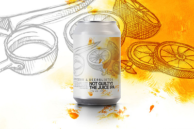 Not Guilty! The Juice IPA beer art beer branding beer can beer label black pen branding can can art can design design graphic design illustration packaging packaging design