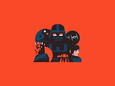 The Dark Side atat boba darth vader darthmaul darthvader deathstar flat flat illustration hansolo kylo kyloren mandalorian mando palpatine skywalker star wars