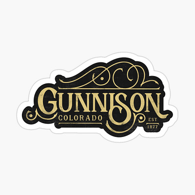 Old-Timey Gunnison, Colorado city colorado forsale gunnison lettered oldfashioned ornament sticker travel tshirt vintage