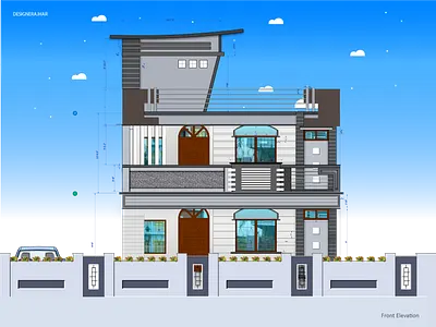 Render Front Elevation autocad autodesk font elevation in illustrator house plan illustrator