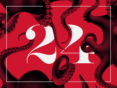 24: BSDS 2019 Advent Calendar 24 advent advent calendar christmas christmas eve illustration la vigilia number octopus seafood tentacles type typogaphy vector