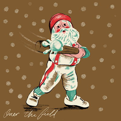 Swingin' Saint Nick baseball illustration procreate retro santa santa baseball snow texture vintage