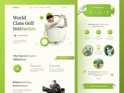 Golf Lessons Landing Page application branding business design golf golf club header hero illustration illustrations landing page minimal player trendy ui ui design ux web web design website