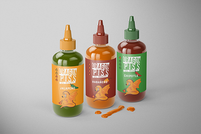 Dragon Piss Hot Sauce branding design illustration logo vector