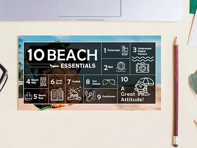 10 Beach Essentials adobe illustrator adobe photoshop beach design product design travel travel agency ui uiuxdesign