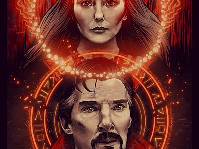 Doctor Strange in the Multiverse of Madness 🌀✨ art comic digital doctor strange drawing illustration marvel movie poster scarlet witch wacom