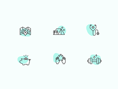 Careers page icons benefits careers health icon iconography icons iconset line art remote vacation wellness