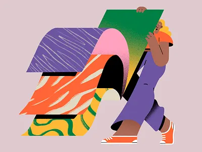 Layers abstract character gradient illustration shapes textures