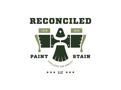 Reconciled Paint and Stain Co. craftsman illustration logo small business vector