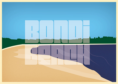 Bondi Beach Postcard australia bondi design illustration postcard scene type vector