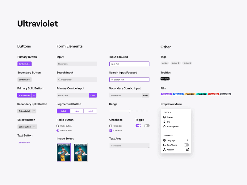 Twitch Ultraviolet UI Kit components design system patterns ui ui kit user interface design