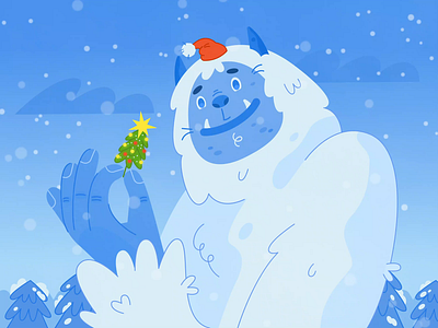 Yeti and Christmas tree animation character character animation character art character design christmas christmas tree flat gif holiday illustration motion design motiongraphics new year vector winter yeti