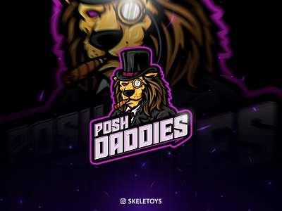 POSH DADDIES british cartoon character esport esportlogo illustration lion lion logo logo mascot mascot character vector