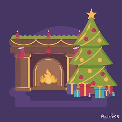 Christmas mood art christmas christmas tree cute design dribbble fire graphic design illustraion illustration illustrator shot vector