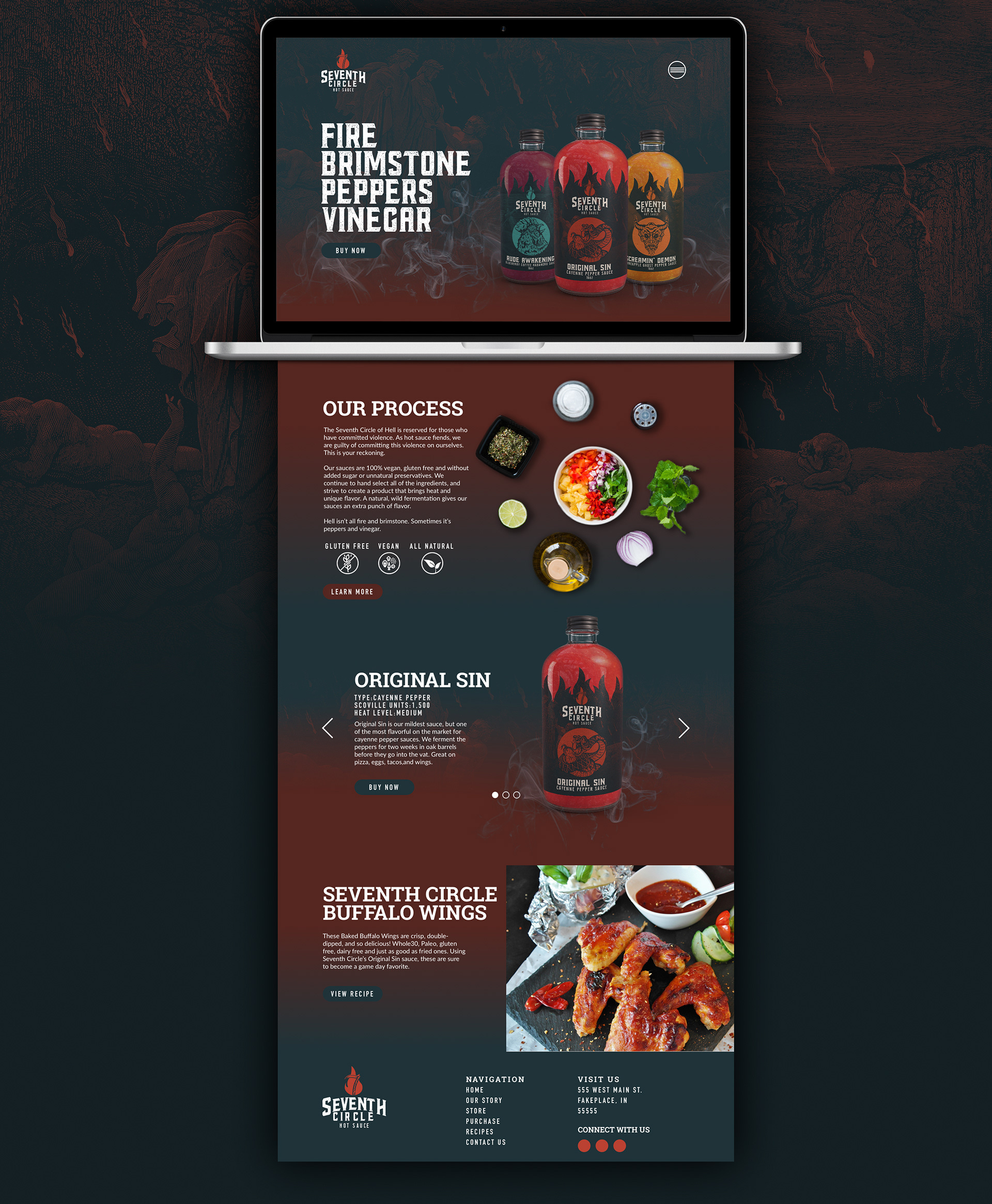 Example of Seventh Circle Hot Sauce - Landing Page