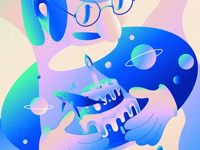 happy birthday dear design illustration