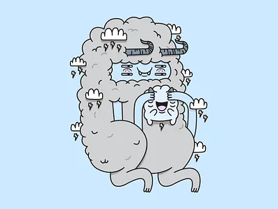 Cloud Baby and Mama baby cloud horns illustration illustrator monster