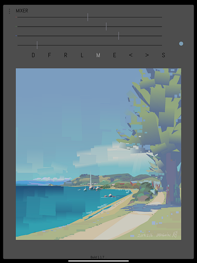 Plein Air - Penguin art beach digital illustration digital painting heavy paint app illustration ocean sunny