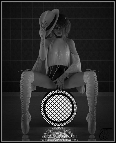 Black and White 3D Rendering 3d art 3d artist 3d render 3d rendering black cg daz frau genesis pinup realistic 3d renderhub renders schwarz tinasbastelstube weis white woman