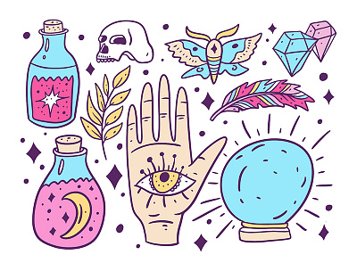 Ocultism cartoon cute illustration sketch vector